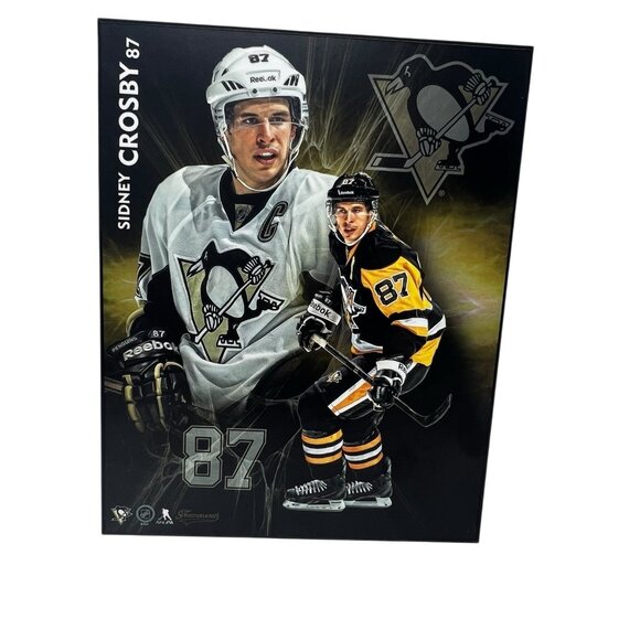 Pittsburgh Penguins Charity Bag 8x10 Wooden Photo Plaque Lot of 7 Crosby Malkin - Picture 2 of 8